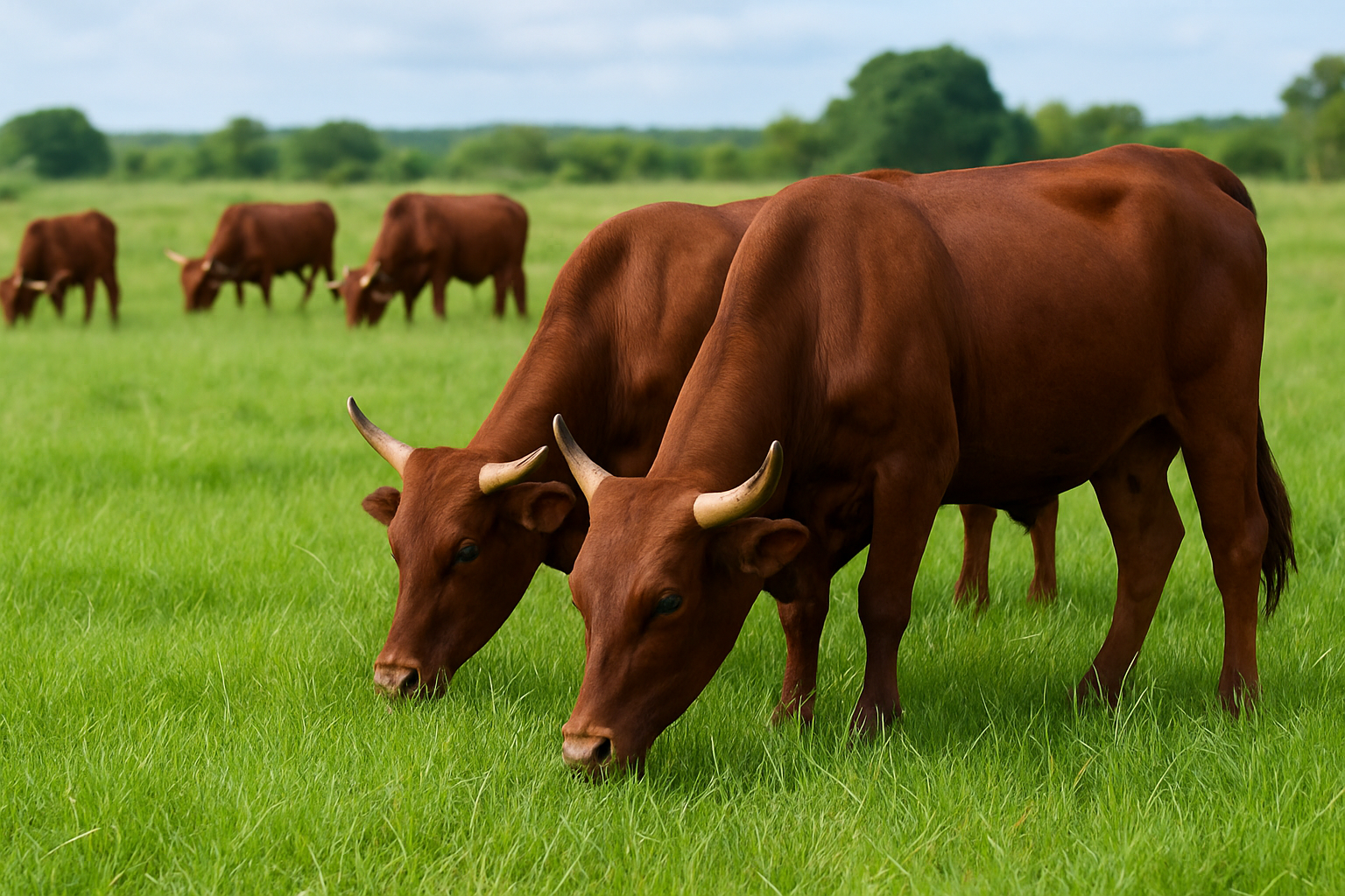 Purebred cattle grazing